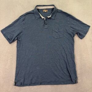 Rye 51 Mens XL Polo Shirt Adult Blue Slub Knit Pocket Casual Small Batch Preppy